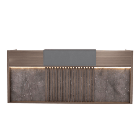 Regal Luxury 2.4M Wooden Reception Counter Desk with LED and Storage Cabinet