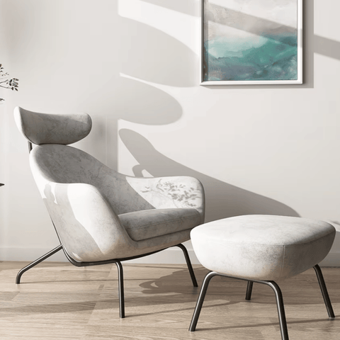 Regnal Modern Fabric Lounge Armchair with Ottoman