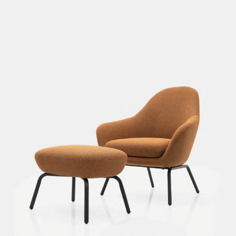 Regnal Modern Fabric Lounge Armchair with Ottoman