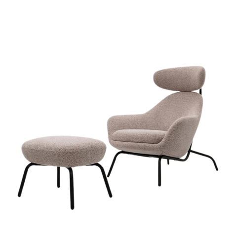 Regnal Modern Fabric Lounge Armchair with Ottoman
