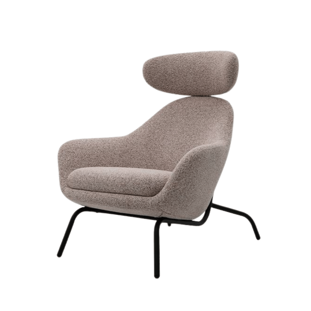 Regnal Modern Fabric Lounge Armchair with Ottoman