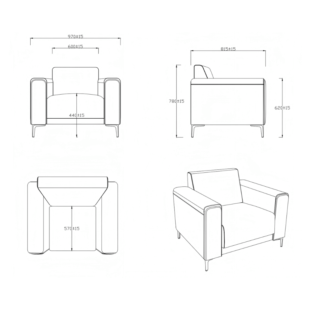 Reign Single Seater Leather Commercial Sofa