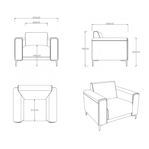 Reign Single Seater Leather Commercial Sofa