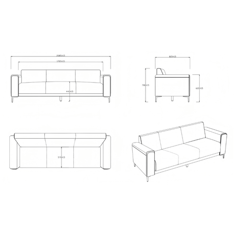 Reign Three Seater Leather Commercial Sofa