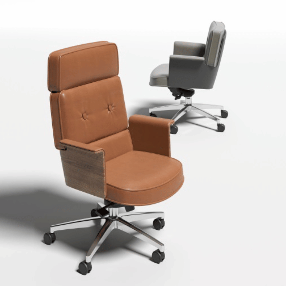 Retro-M Mid Back Bentwood Office Genuine Leather Leather Executive Chair - Gavisco Office Furniture