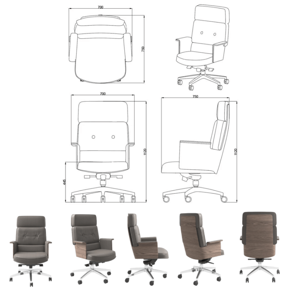 Retro High Back Bentwood Office Genuine Leather Leather Executive Chair - Gavisco Office Furniture