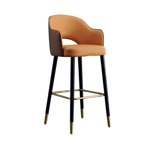Rocky Vintage Wooden Leather Upholstered High Bar Stool Chair