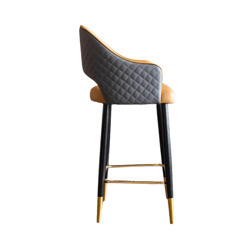 Rocky Vintage Wooden Leather Upholstered High Bar Stool Chair