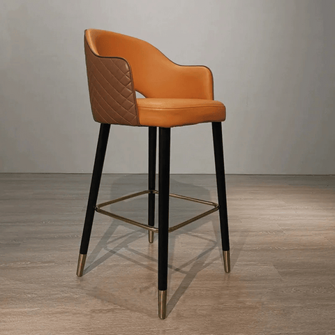 Rocky Vintage Wooden Leather Upholstered High Bar Stool Chair