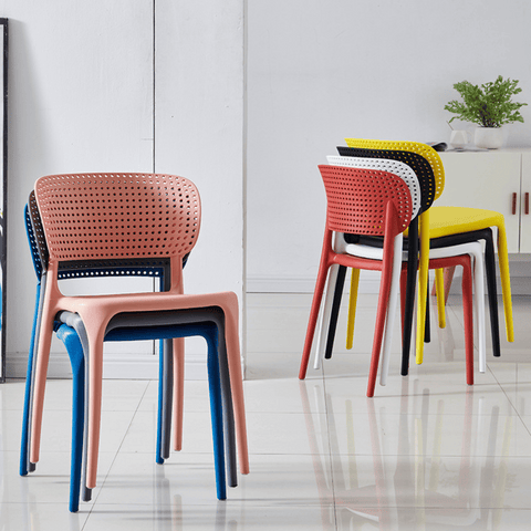 Rose Hollow Backrest Stackable Plastic Chair