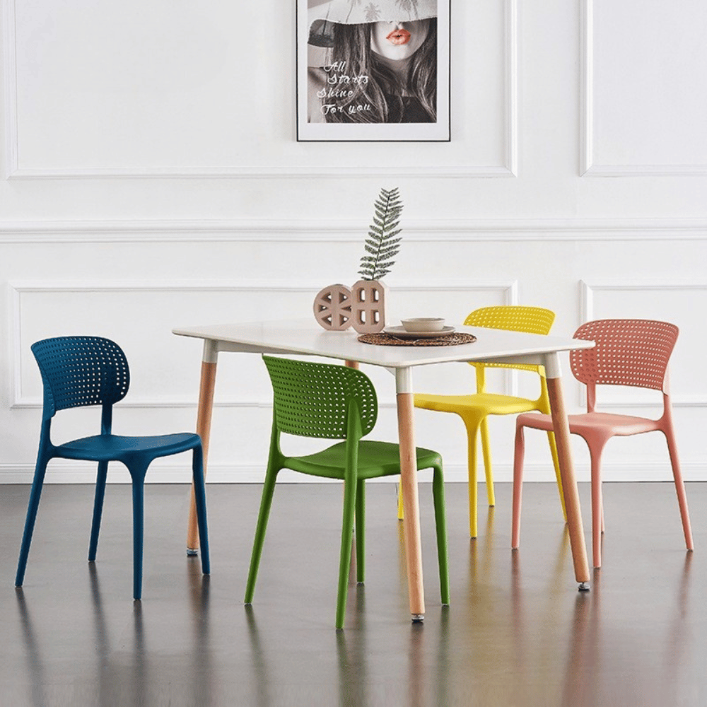 Rose Hollow Backrest Stackable Plastic Chair