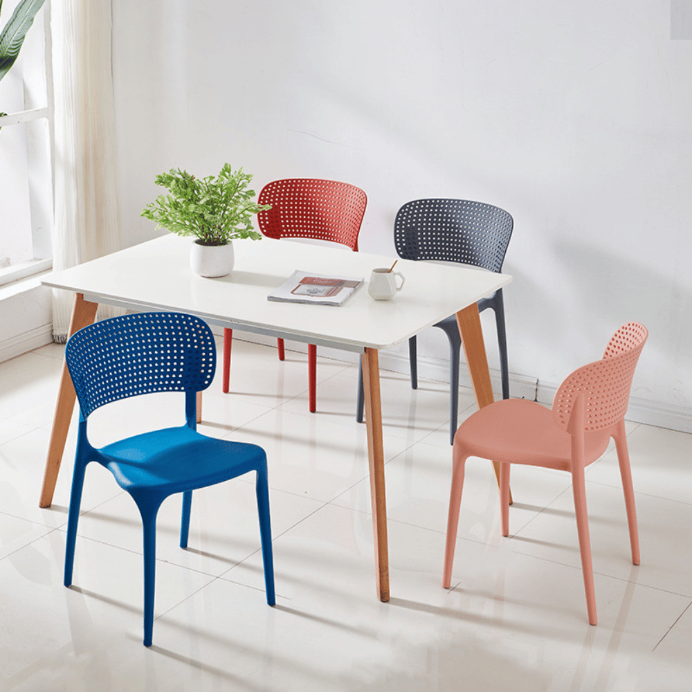 Rose Hollow Backrest Stackable Plastic Chair
