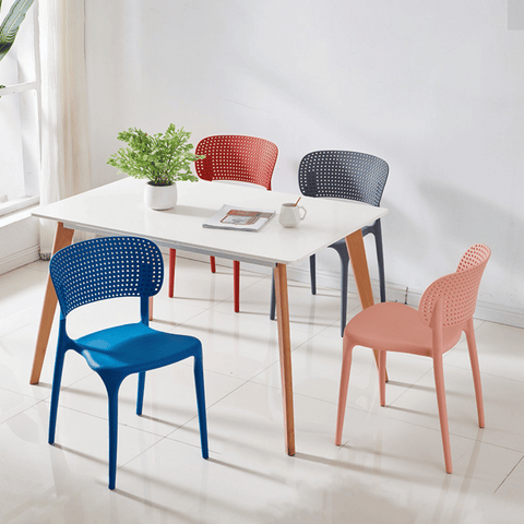Rose Hollow Backrest Stackable Plastic Chair