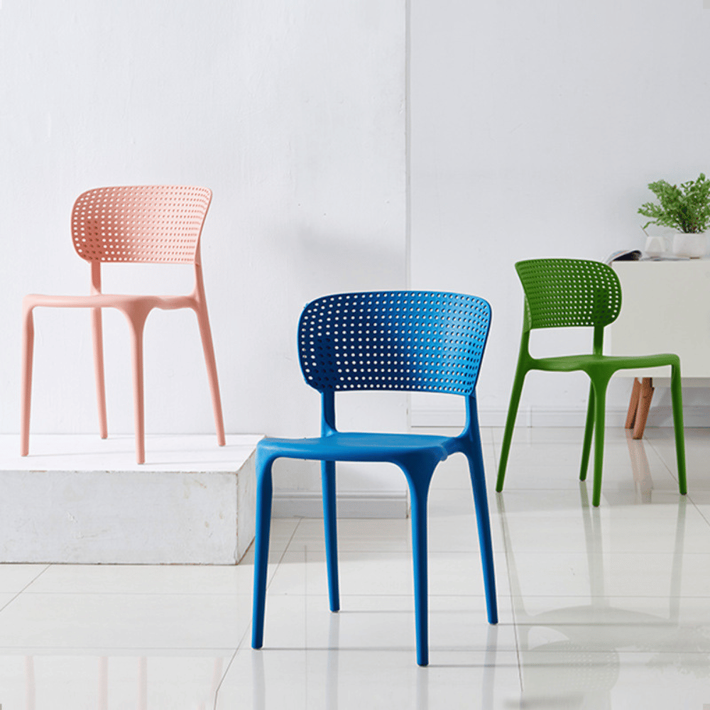 Rose Hollow Backrest Stackable Plastic Chair