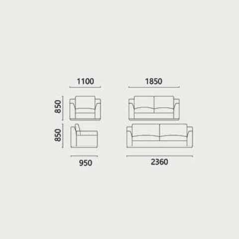 Royal Three Seater Modern Leather Office Commercial Lounge Sofa