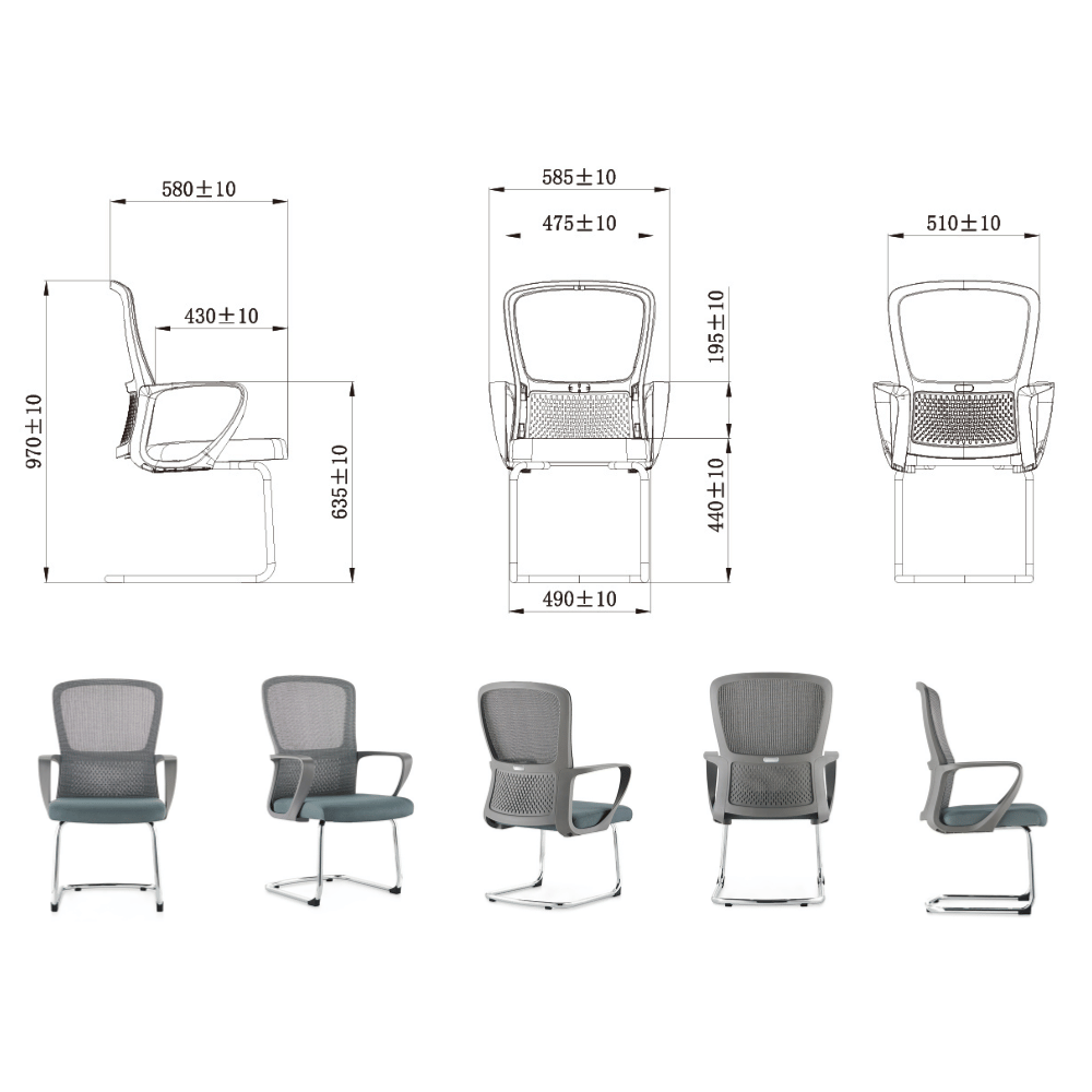 Rhyme-V Mid Back Visitor Meeting Cantilever Office Chair - Gavisco Office Furniture