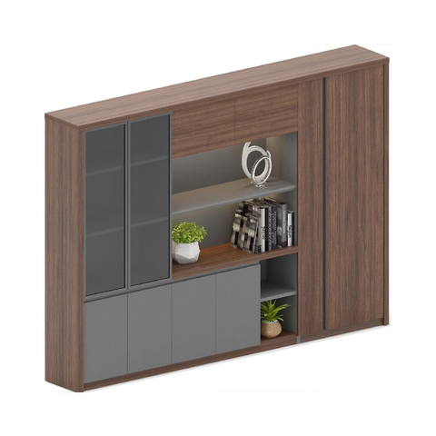 Samara Walnut Wooden Office Executive Bookcase Cabinet - Gavisco Office Furniture