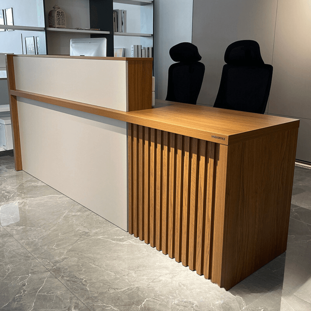 Sandler Classical Wooden Office Reception Counter Desk with Storage Ca ...