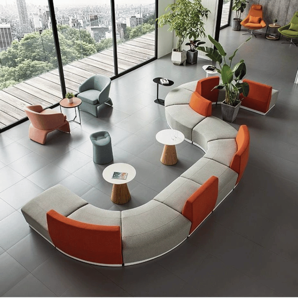 Sena Modern Padded Modular Curved Lounge Sectional Sofa