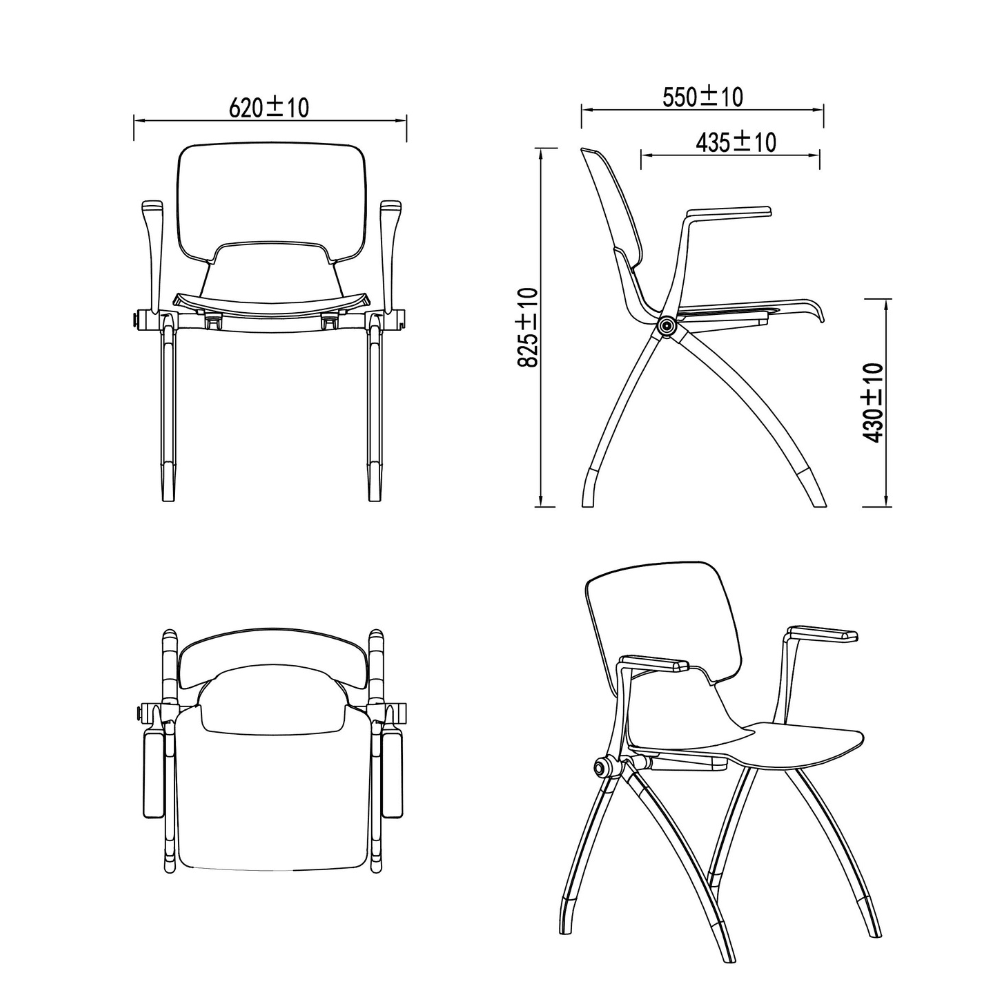 Seti-B Stackable Training Chair With Wheels and Armrest - Gavisco Office Furniture