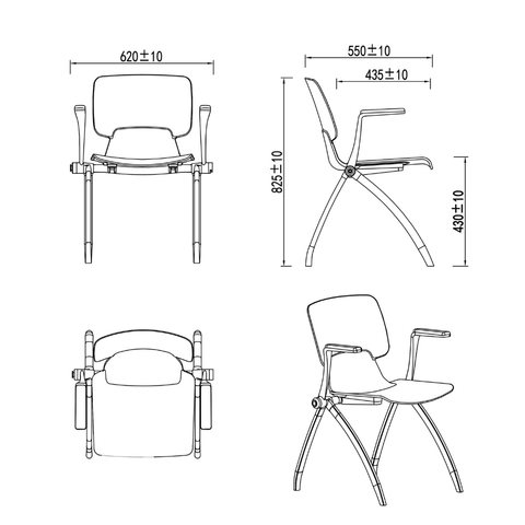 Seti-B Stackable Training Chair With Wheels and Armrest - Gavisco Office Furniture