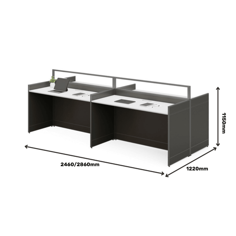 Shade-A Office Desk Workbench with Glass Partition - Gavisco Office Furniture