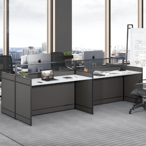 Shade-A Office Desk Workbench with Glass Partition - Gavisco Office Furniture