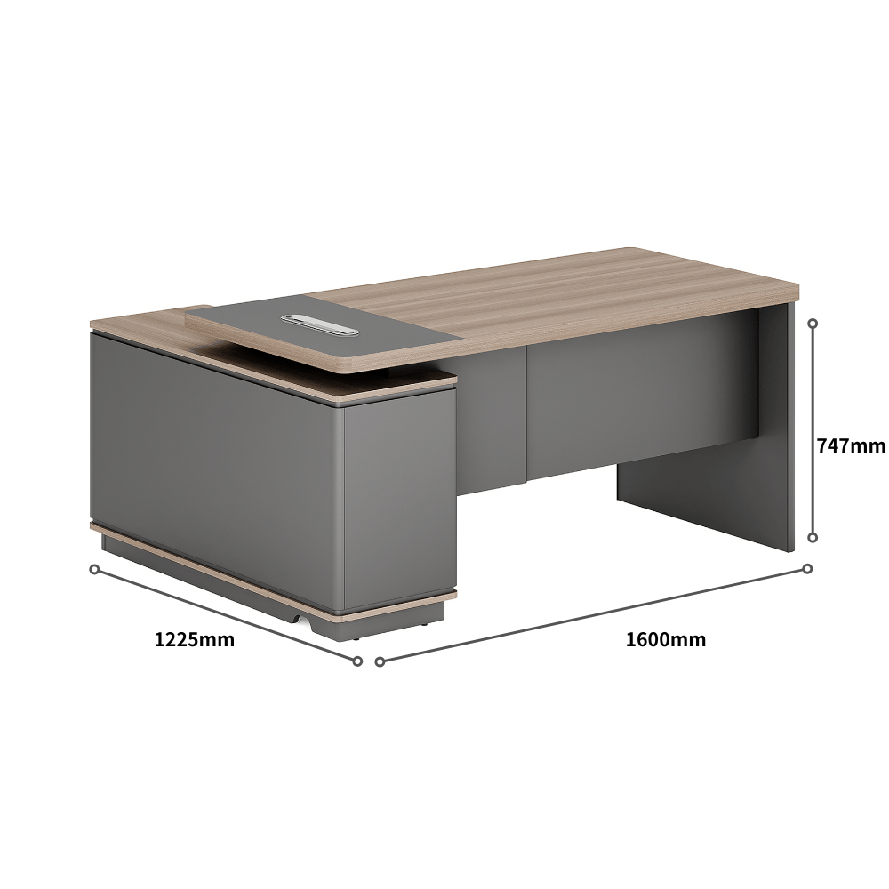 Shimmer-B Compact Wooden Executive Desk with Short Return Cabinet