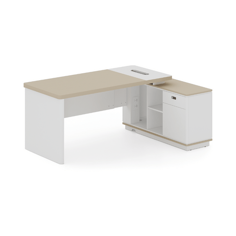 Shimmer-B Compact Wooden Executive Desk with Short Return Cabinet