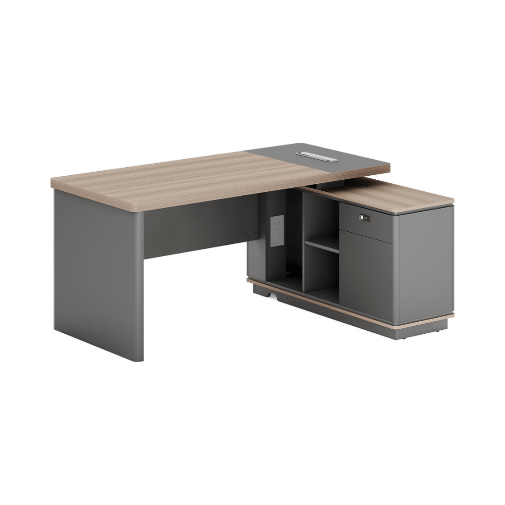Shimmer-B Compact Wooden Executive Desk with Short Return Cabinet