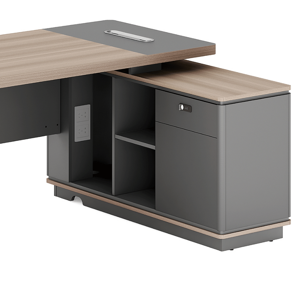 Shimmer-B Compact Wooden Executive Desk with Short Return Cabinet