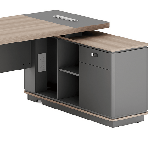 Shimmer-B Compact Wooden Executive Desk with Short Return Cabinet