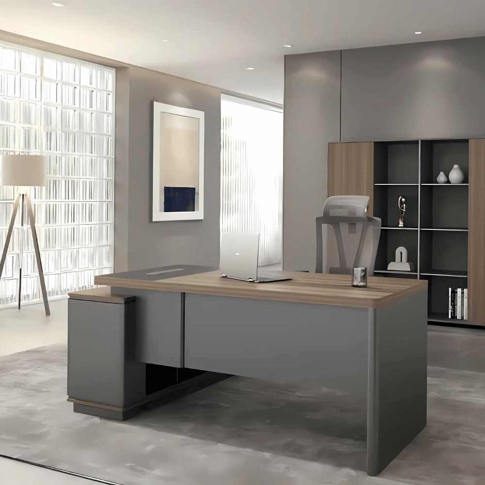 Shimmer-B Compact Wooden Executive Desk with Short Return Cabinet