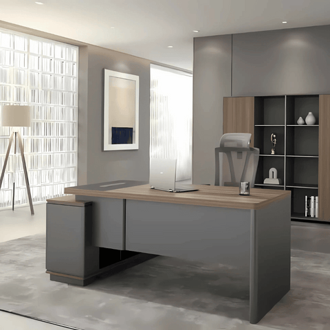 Shimmer-B Compact Wooden Executive Desk with Short Return Cabinet