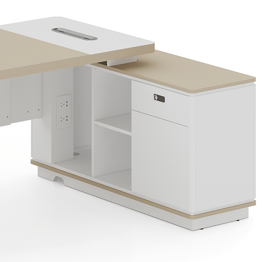 Shimmer-B Compact Wooden Executive Desk with Short Return Cabinet