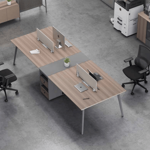 Shine-B Wooden Office Small Manager Desk with Storage Cabinet