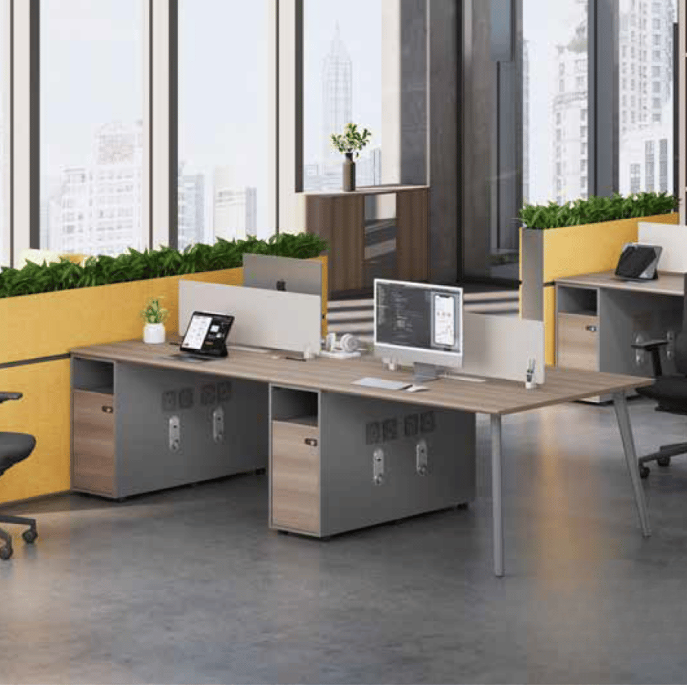 Shine-B Wooden Office Small Manager Desk with Storage Cabinet