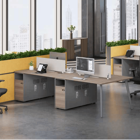 Shine-B Wooden Office Small Manager Desk with Storage Cabinet