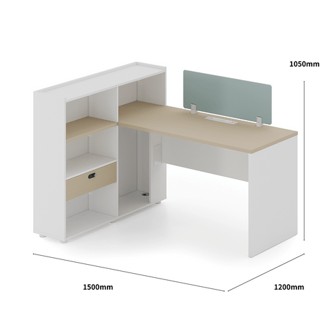 Shine-C Office Desk Metal Frame Workstation with Tall Partition Cabinet