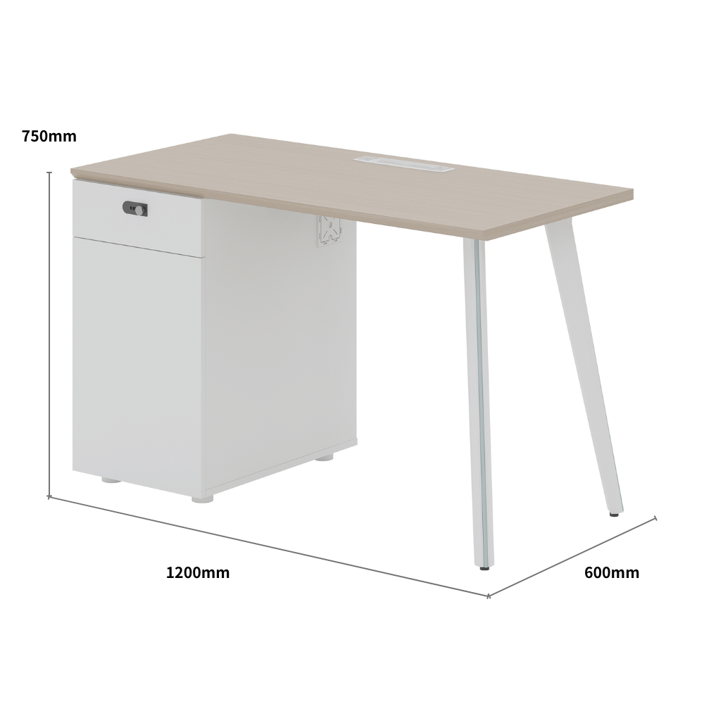 Shine-E Office Desk with Storage Cabinet