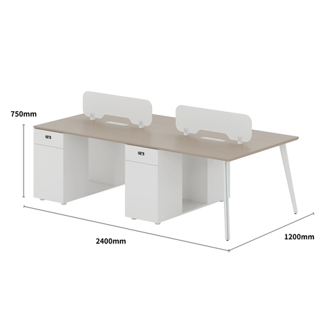 Shine-E Office Desk with Storage Cabinet