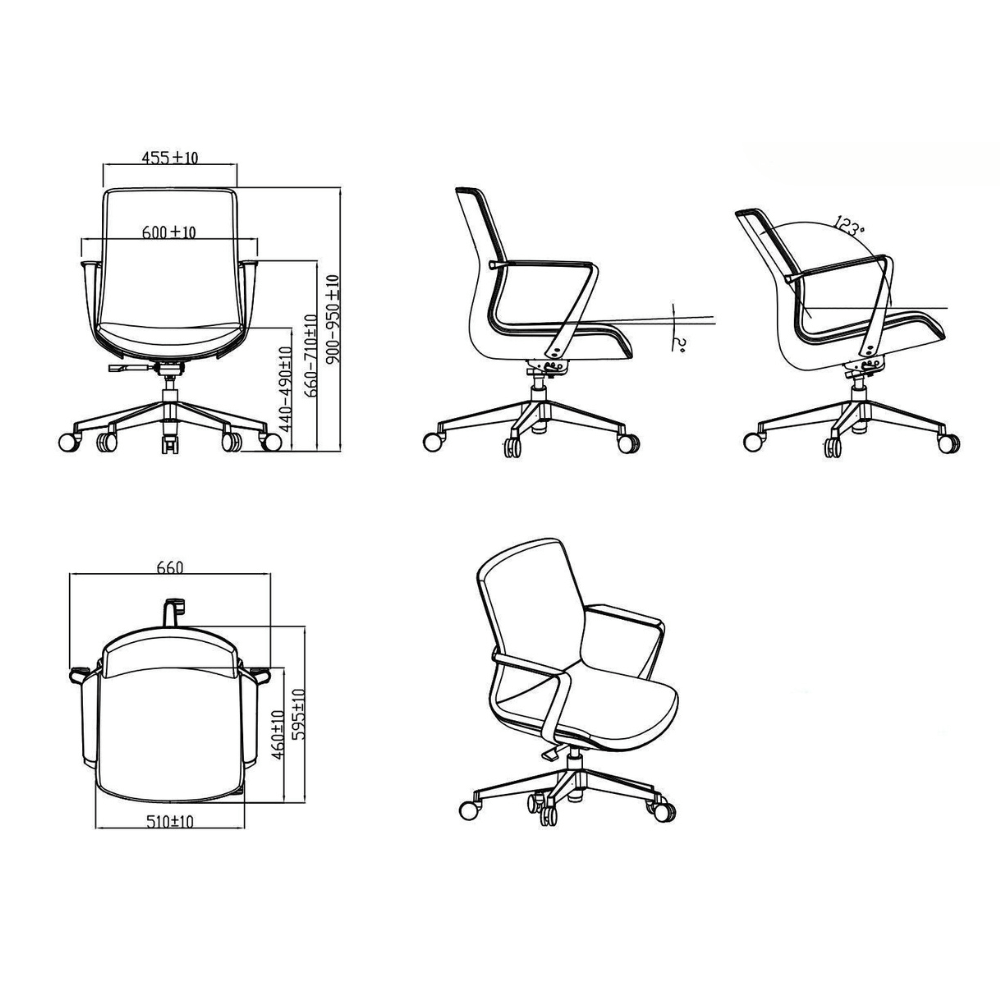 Skydrift Mid Back Leather Office Swivel Conference Meeting Chair