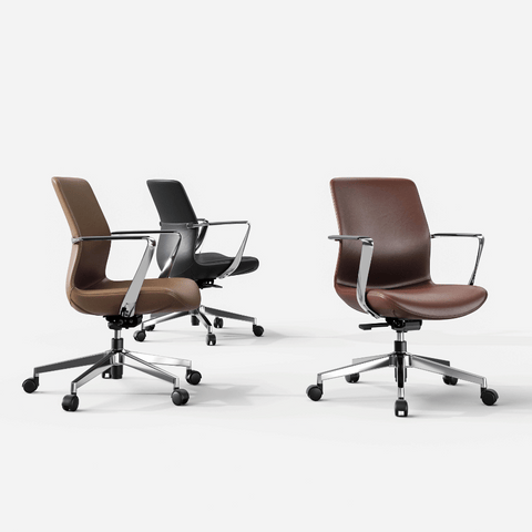 Skydrift Mid Back Leather Office Swivel Conference Meeting Chair