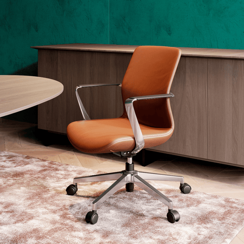 Skydrift Mid Back Leather Office Swivel Conference Meeting Chair