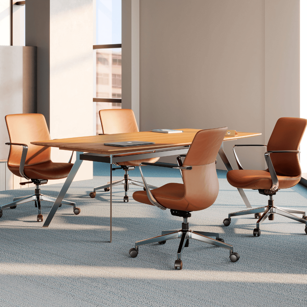 Skydrift Mid Back Leather Office Swivel Conference Meeting Chair