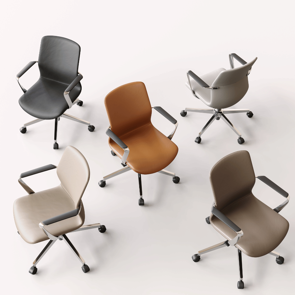 Skydrift Mid Back Leather Office Swivel Conference Meeting Chair