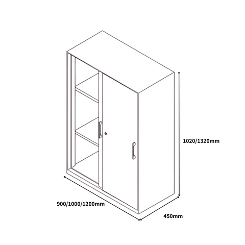 HSD Slim Edged Office Double Sliding Door Steel Filing Cabinet with Metal Handle - Gavisco Office Furniture