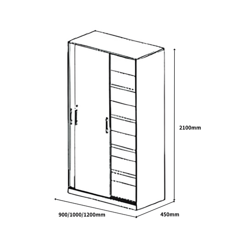 HSD Slim Edged Office Double Sliding Door Steel Filing Cabinet with Metal Handle - Gavisco Office Furniture