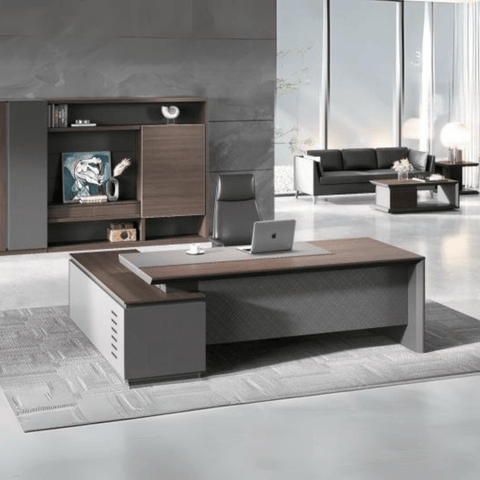 Sonata-B Modern Wooden Office Executive Desk with Side Cabinet - Gavisco Office Furniture