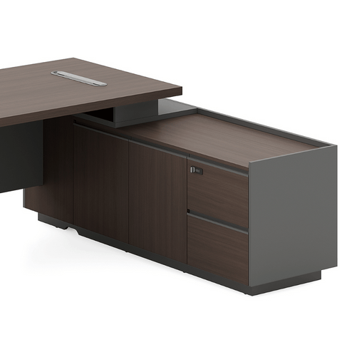 Sonata-C Small Walnut Wooden Executive Desk with Side Return Cabinet